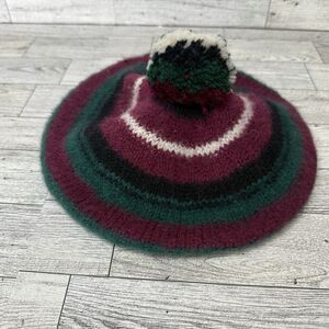 Stewart Of Bute Wool Beret Hat Pom Stripe Golf Eclectic Grandpa Newsboy Scotland